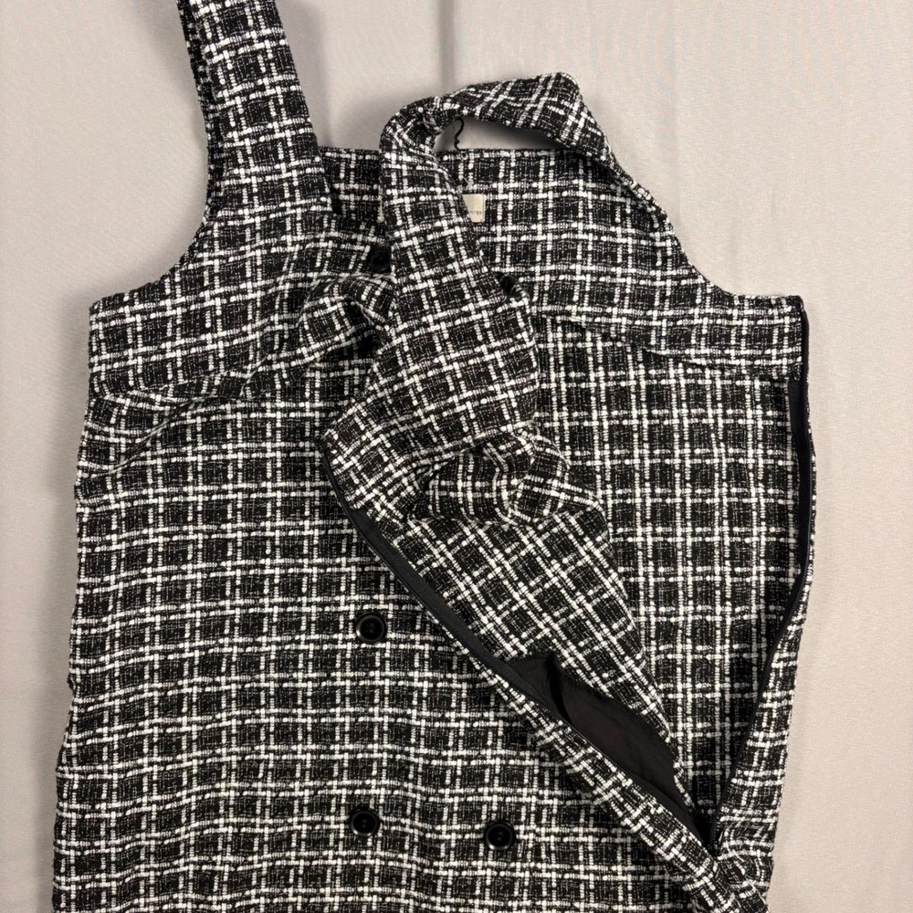 Loft Size 6 Mini Shift Dress Faux Button 90s Y2K Plaid Sleeveless - Picture 10 of 12